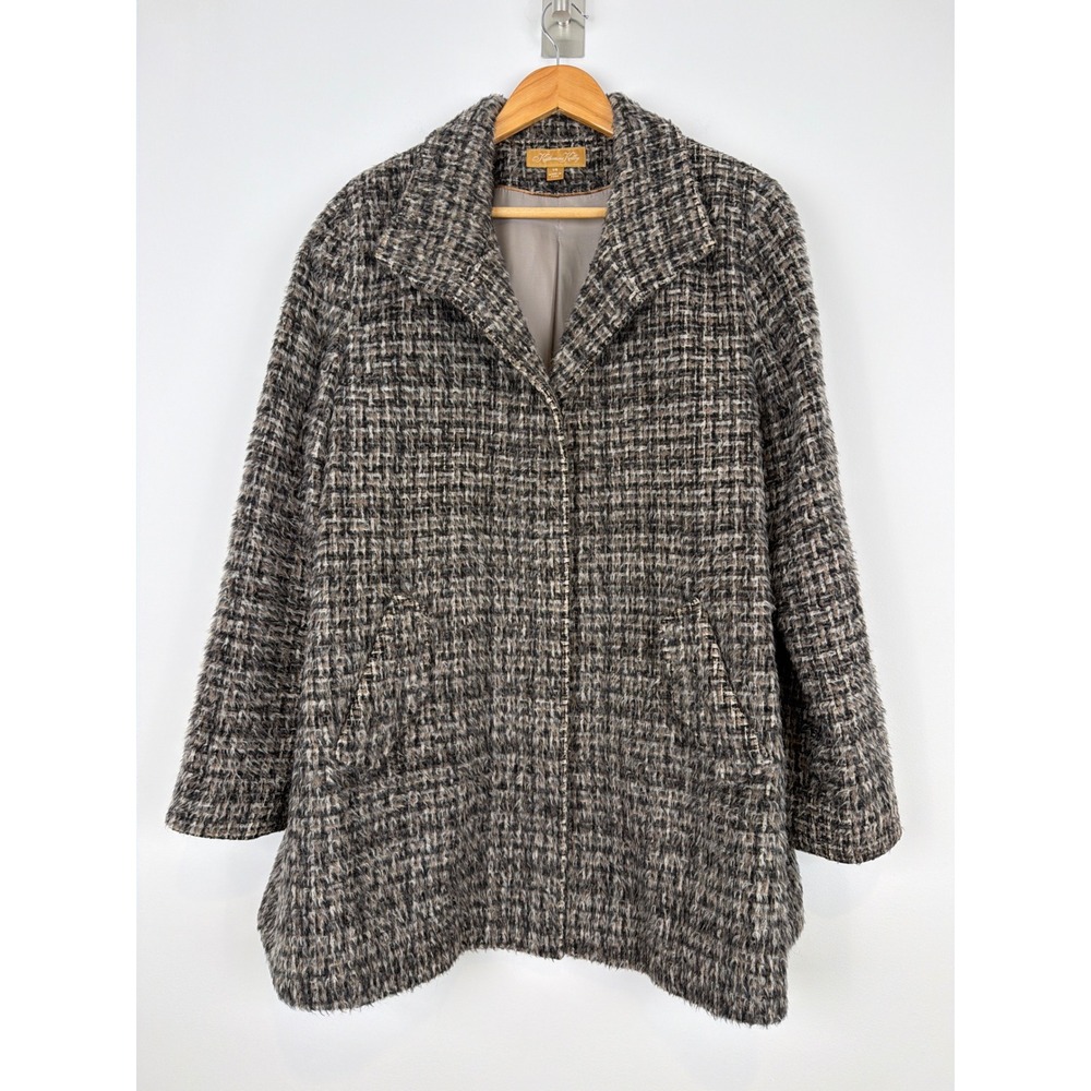 Katherine Kelly Alpaca Wool Boucle Coat Size 14 Dark Academia Lagenlook Peru